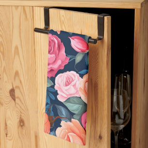 Design der rosa orangefarbenen Rose Geschirrtuch
