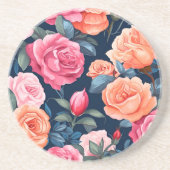 Design der rosa orangefarbenen Rose Getränkeuntersetzer (Vorne)