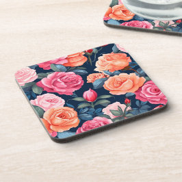 Design der rosa orangefarbenen Rose Getränkeuntersetzer