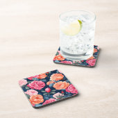 Design der rosa orangefarbenen Rose Getränkeuntersetzer (Rechte Seite)