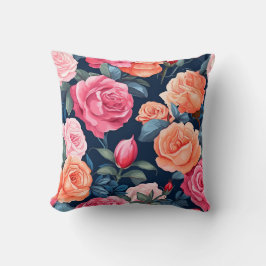 Design der rosa orangefarbenen Rose Kissen