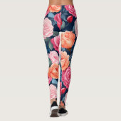 Design der rosa orangefarbenen Rose Leggings (Rückseite)