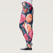 Design der rosa orangefarbenen Rose Leggings (Links)
