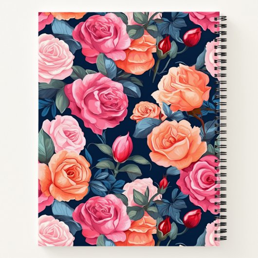 Design der rosa orangefarbenen Rose Notizblock (Rückseite)