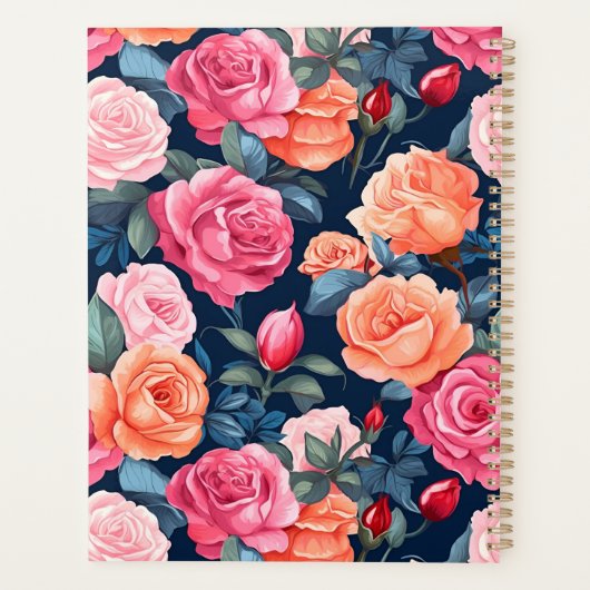 Design der rosa orangefarbenen Rose Planer (Rückseite)