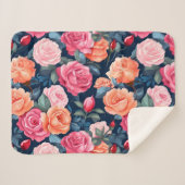 Design der rosa orangefarbenen Rose Sherpadecke (Vorderseite (Horizontal))