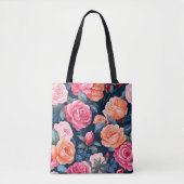 Design der rosa orangefarbenen Rose Tasche (Vorderseite)