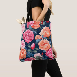 Design der rosa orangefarbenen Rose Tasche