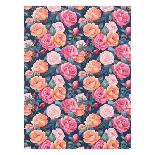 Design der rosa orangefarbenen Rose Tischdecke (Vorderseite)