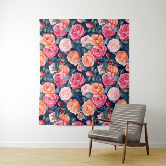 Design der rosa orangefarbenen Rose Wandteppich (Beispiel)