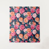 Design der rosa orangefarbenen Rose Wandteppich (Vorderseite)