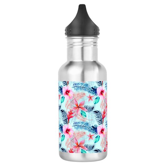 Design der rosa tropischen Blume Edelstahlflasche (Links)