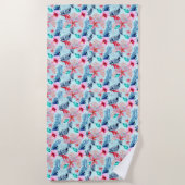 Design der rosa tropischen Blume Strandtuch (Vorderseite)