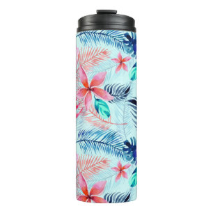 Design der rosa tropischen Blume Thermosbecher