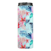 Design der rosa tropischen Blume Thermosbecher (Rückseite)