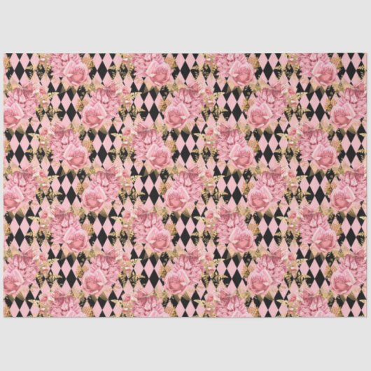 Design der rosa und goldenen Serie 13 Seidenpapier (Vorderseite)