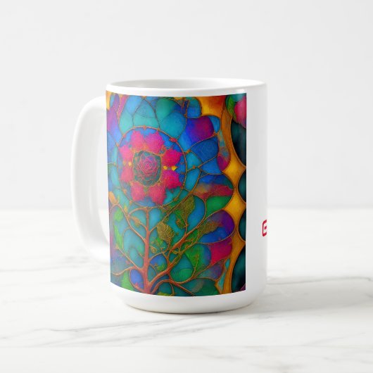 Design der Rose aus Hartglas Kaffeetasse (Vorderseite Links)