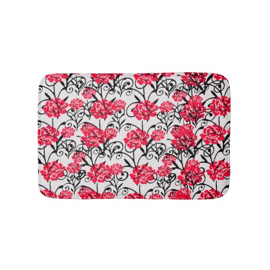 Design der rote Rose floral Illustration Badematte (Vorderseite)