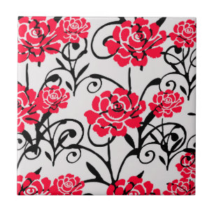 Design der rote Rose floral Illustration Fliese