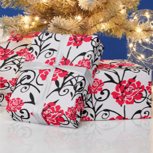 Design der rote Rose floral Illustration Geschenkpapier