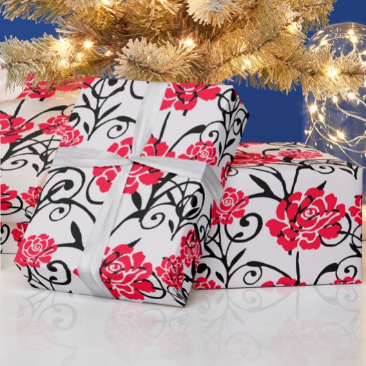 Design der rote Rose floral Illustration Geschenkpapier