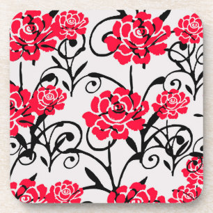 Design der rote Rose floral Illustration Getränkeuntersetzer