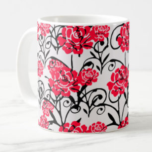 Design der rote Rose floral Illustration Kaffeetasse