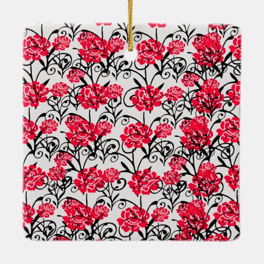 Design der rote Rose floral Illustration Keramikornament (Rückseite)