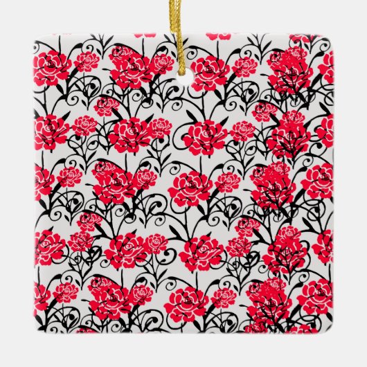 Design der rote Rose floral Illustration Keramikornament (Vorderseite)