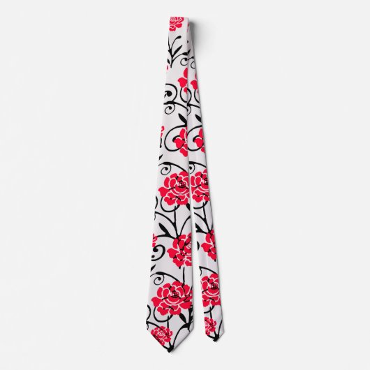Design der rote Rose floral Illustration Krawatte (Vorderseite)