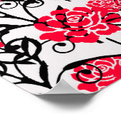 Design der rote Rose floral Illustration Poster (Ecke)