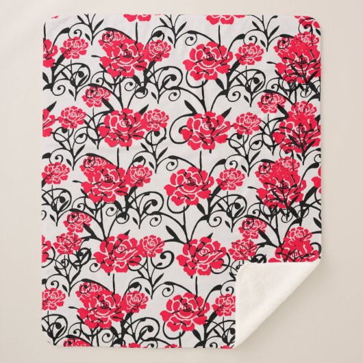 Design der rote Rose floral Illustration Sherpadecke (Vorderseite)
