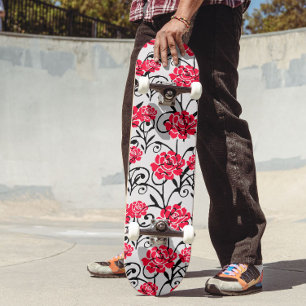 Design der rote Rose floral Illustration Skateboard