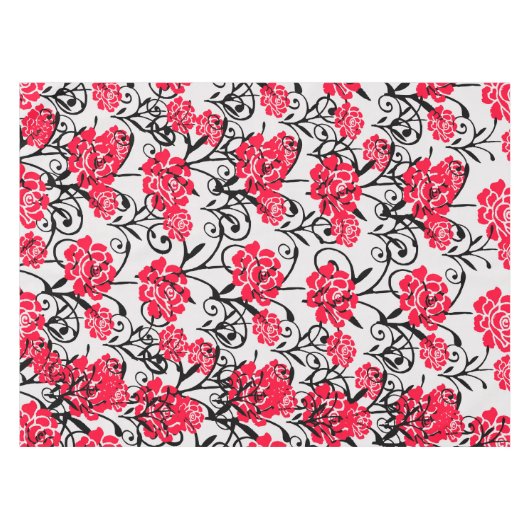 Design der rote Rose floral Illustration Tischdecke (Vorderseite (Horizontal))
