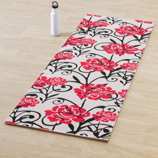 Design der rote Rose floral Illustration Yogamatte