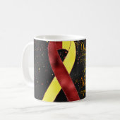 Design der roten gelben Tasse (Vorderseite Links)