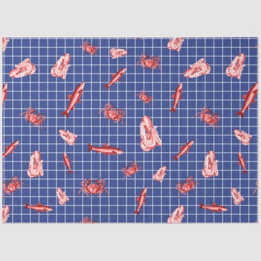 Design der roten und marinen Nautikserie 6 Seidenpapier (Vorderseite)