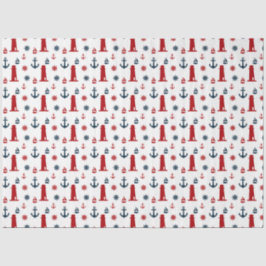 Design der roten und marinen nautischen Serie 12 Seidenpapier