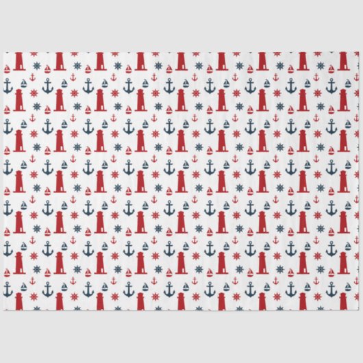 Design der roten und marinen nautischen Serie 12 Seidenpapier (Vorderseite)