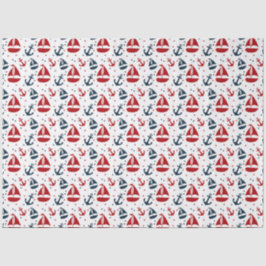 Design der roten und marinen nautischen Serie 1 Seidenpapier