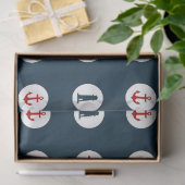 Design der roten und marinen nautischen Serie 7 Seidenpapier (Geschenk)