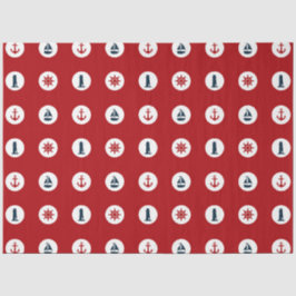 Design der roten und marinen nautischen Serie 8 Seidenpapier