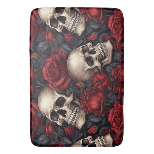 Design der Schädel- und Rose-Serie 10 Badematte (Vorderseite Vertikal)