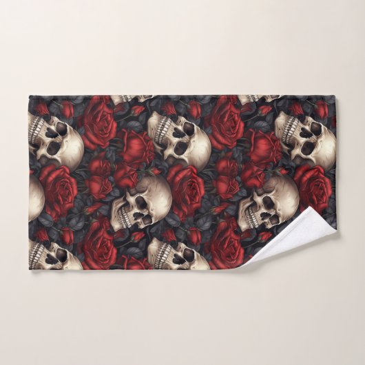 Design der Schädel- und Rose-Serie 10 Badhandtuch Set (Handtuch)