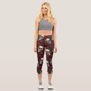Design der Schädel- und Rose-Serie 10 Capri Leggings