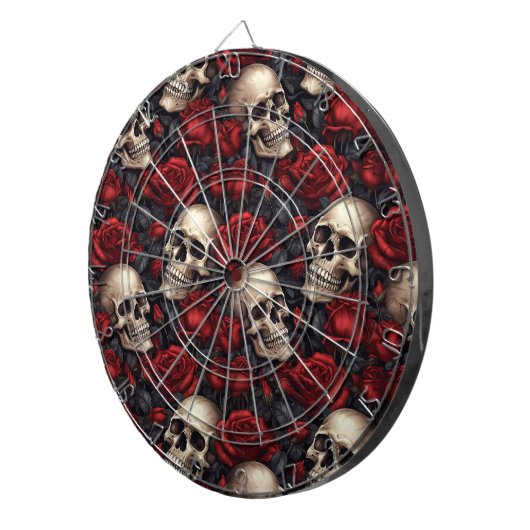 Design der Schädel- und Rose-Serie 10 Dartscheibe (Vorderseite rechts)