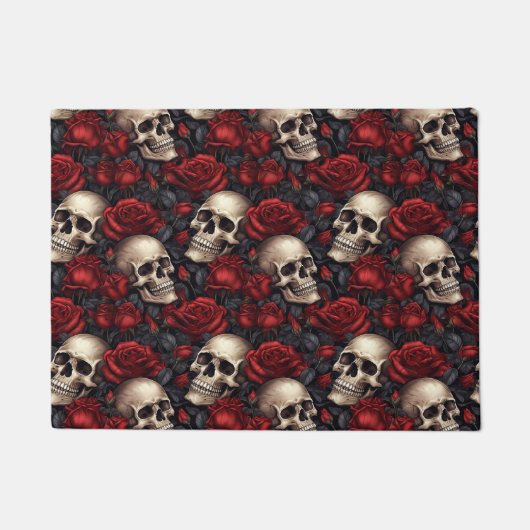 Design der Schädel- und Rose-Serie 10 Fußmatte (Vorderseite)
