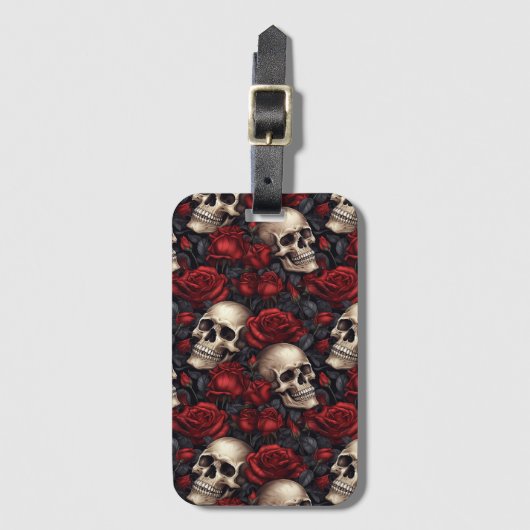 Design der Schädel- und Rose-Serie 10 Gepäckanhänger (Vorderseite Vertikal)