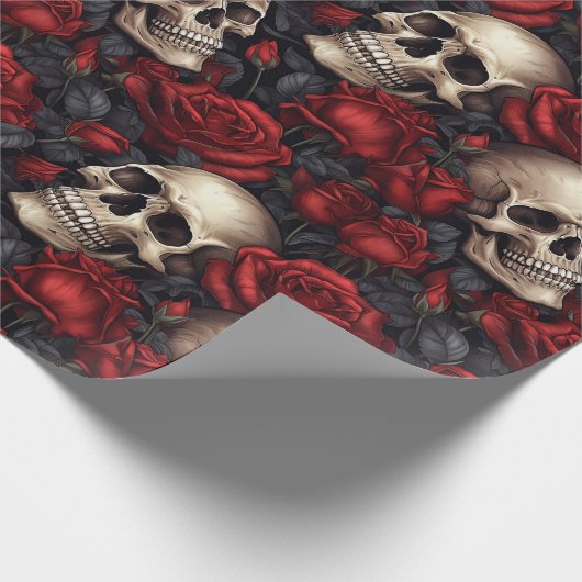 Design der Schädel- und Rose-Serie 10 Geschenkpapier (Ecke)