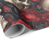 Design der Schädel- und Rose-Serie 10 Geschenkpapier (Rolleneckpunkt)